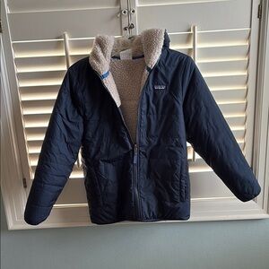 Patagonia navy Freddie hoodie jacket - reversible.